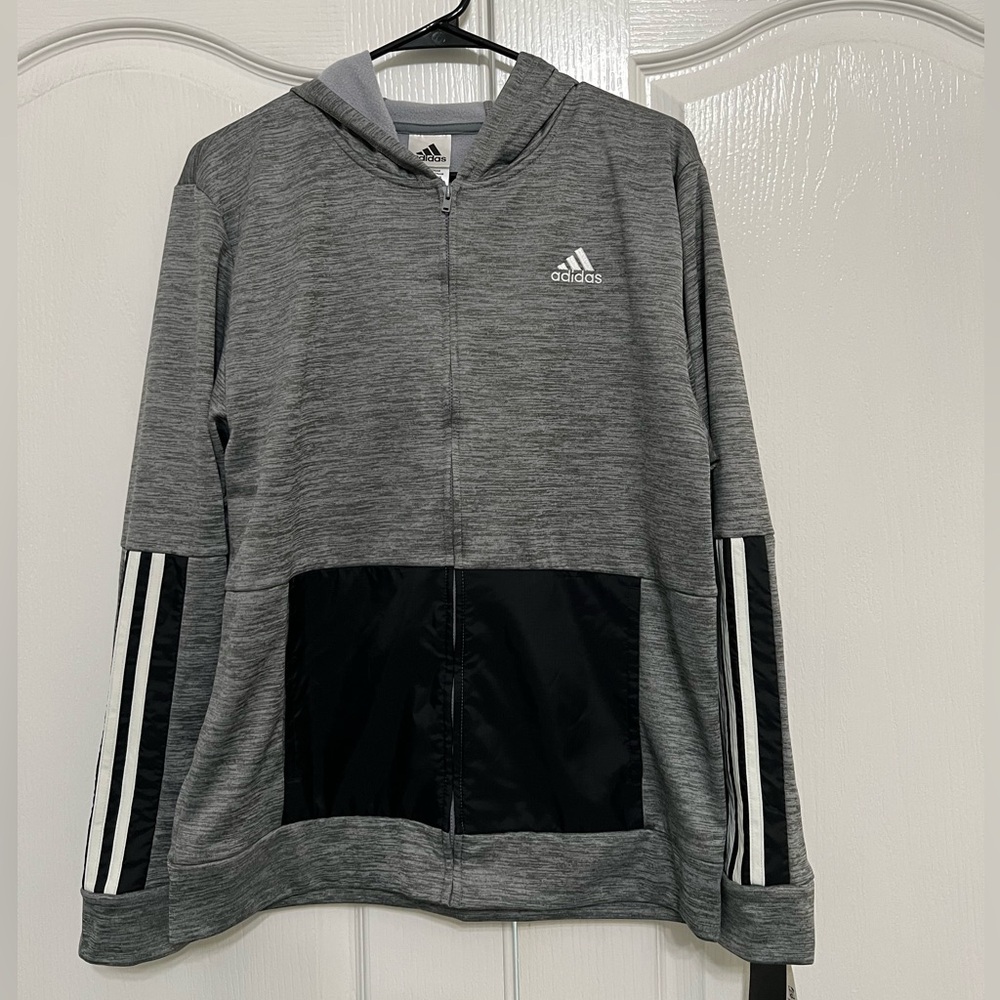 Adidas Full Zip Jacket with Hood, Boys Sz XL, NWT